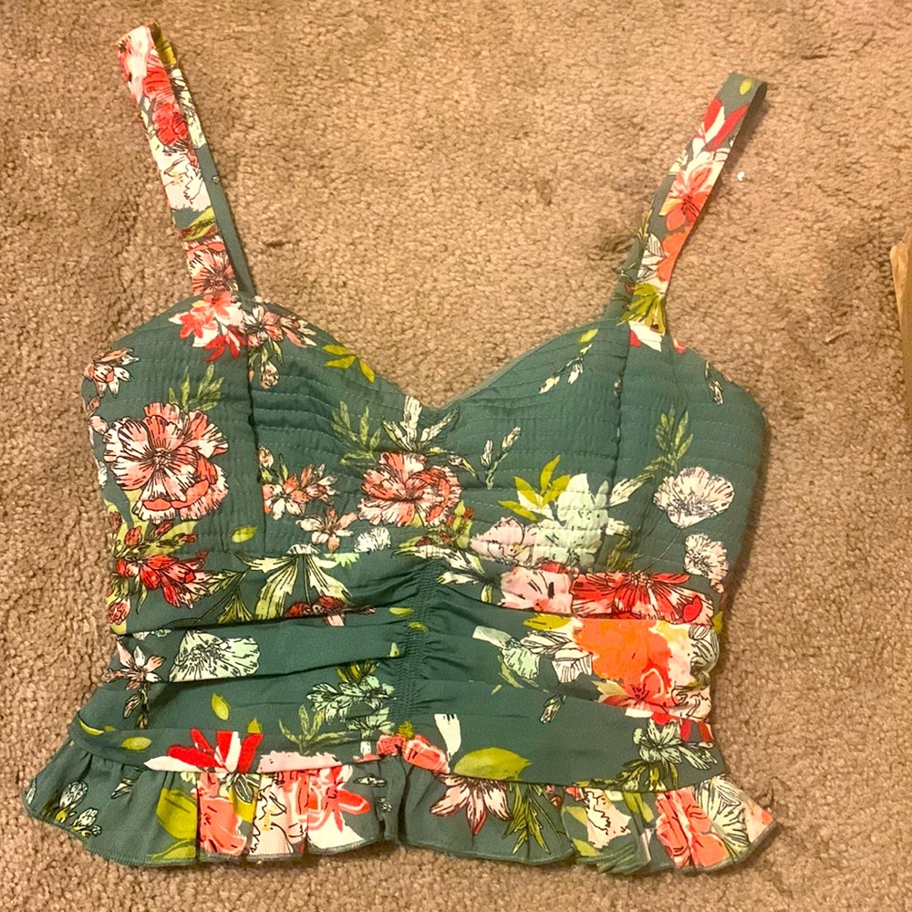 Adorable Sage green floral crop top